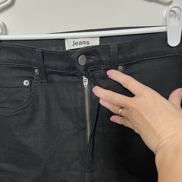 Reformation Women's Jeans Size 29 Ultra High & Skinny Black Organic Cotton Zip - Picture 9 of 10